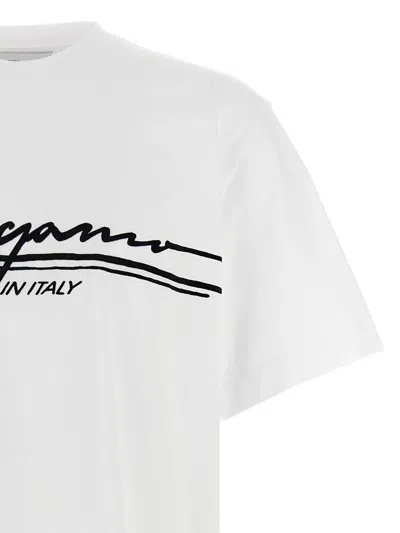 Ferragamo Signature Velvet Logo T-shirt In White