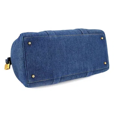 Pre-owned Chanel Blue Denim Boston Bag Handbag Shoulder Bag ()