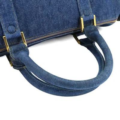 Pre-owned Chanel Blue Denim Boston Bag Handbag Shoulder Bag ()