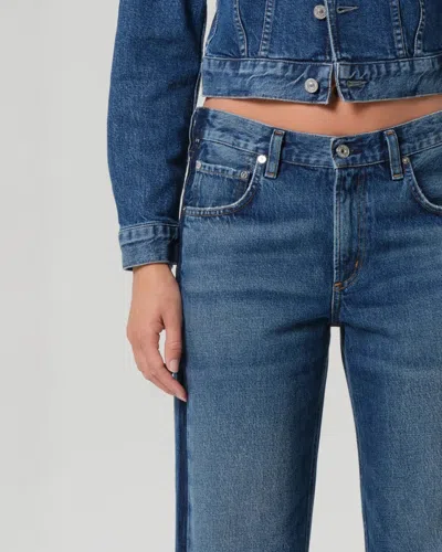 Citizen Of Humanity Citizens Of Humanity Lindz Tuxedo Stripe High Rise Easy Straight Jeans In Liro In Blue