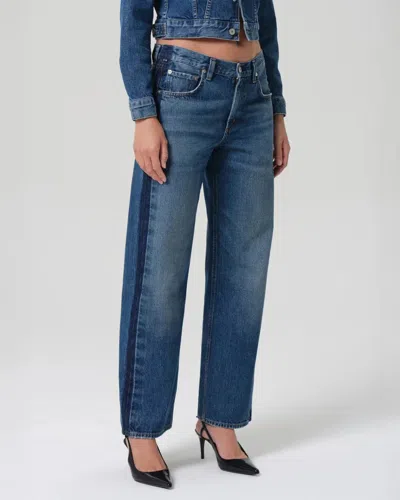 Citizen Of Humanity Citizens Of Humanity Lindz Tuxedo Stripe High Rise Easy Straight Jeans In Liro In Blue