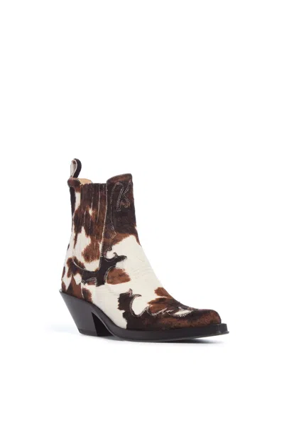 Gabriela Hearst Cassidy Cowboy Ankle Boot In Ivory Cognac Multi Pony Hair In Animal Print