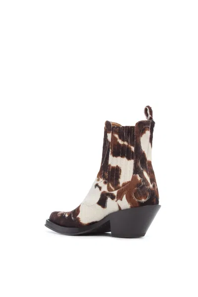 Gabriela Hearst Cassidy Cowboy Ankle Boot In Ivory Cognac Multi Pony Hair In Animal Print