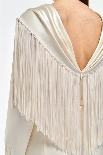 Gabriela Hearst Rouge Fringe Scarf Dress In Ivory Silk Satin In Neutral