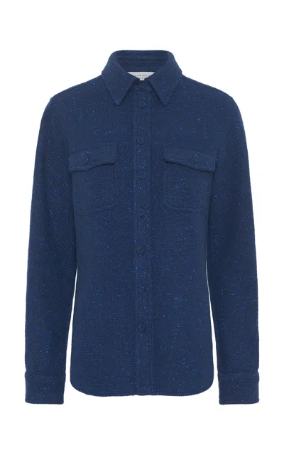 Gabriela Hearst John Austin Shirt In Electric Navy Speckled Cashmere In Blue