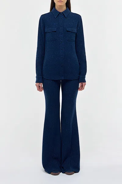 Gabriela Hearst John Austin Shirt In Electric Navy Speckled Cashmere In Blue