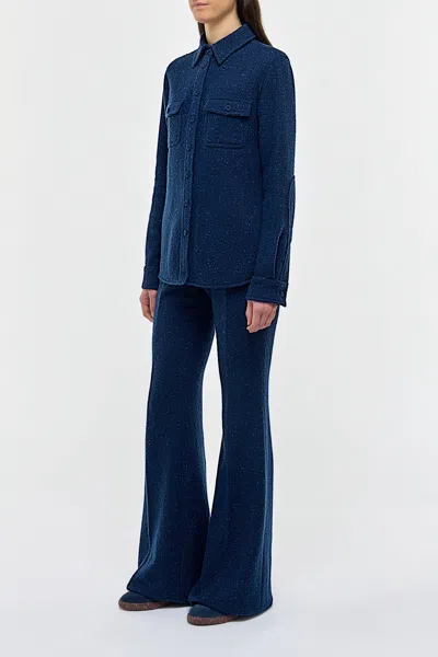 Gabriela Hearst John Austin Shirt In Electric Navy Speckled Cashmere In Blue
