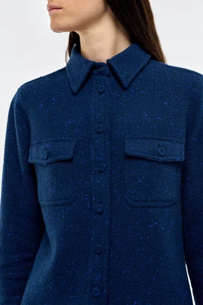Gabriela Hearst John Austin Shirt In Electric Navy Speckled Cashmere In Blue
