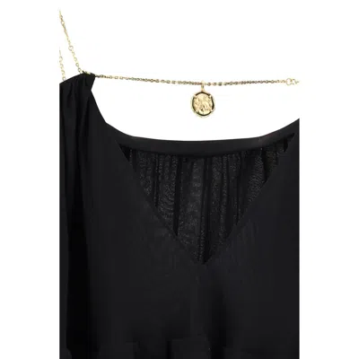 Chloé Knee Length Dress Gold Chain Straps In Black