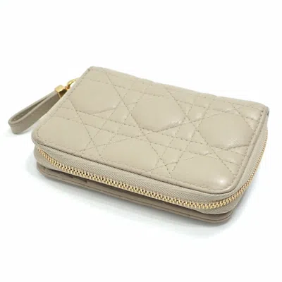 Pre-owned Dior Christian  Beige Leather Wallet (bi-fold) () In Sand