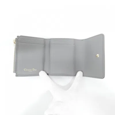 Pre-owned Dior Christian  Gray Leather Wallet (tri-fold) ()
