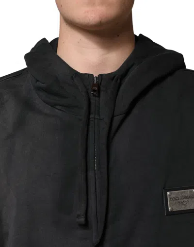 Pre-owned Dolce & Gabbana Black Logo Zipped Hooded Sweatshirt Men's Sweater ()