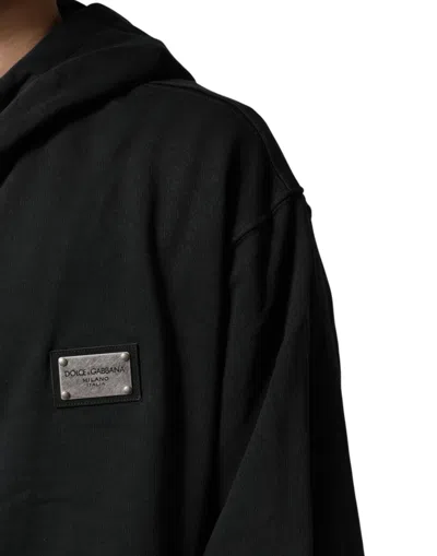 Pre-owned Dolce & Gabbana Black Logo Zipped Hooded Sweatshirt Men's Sweater ()