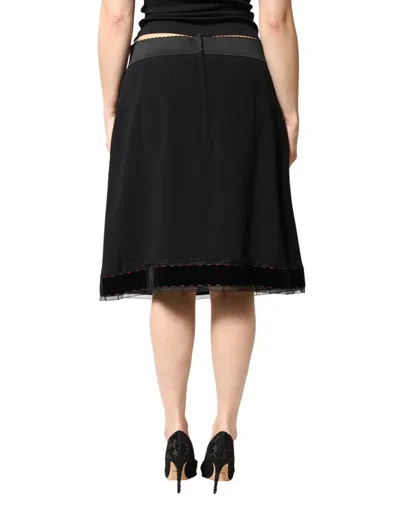 Dolce & Gabbana Black Mid Waist A-line Knee Length Women's Skirt In Multi