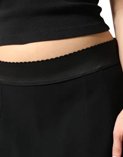 Dolce & Gabbana Black Mid Waist A-line Knee Length Women's Skirt In Multi