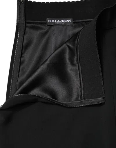 Dolce & Gabbana Black Mid Waist A-line Knee Length Women's Skirt In Multi