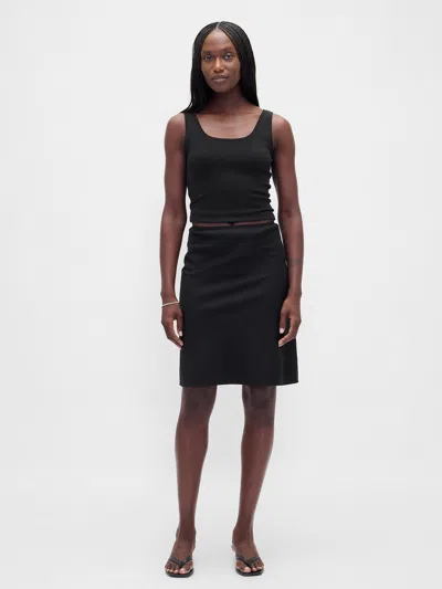 Gap Linen-blend Bias-cut Skirt In Black