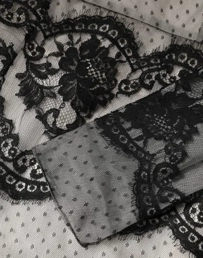 Dolce & Gabbana Black White Lace Silk Blend Maxisheath Dress In Multi