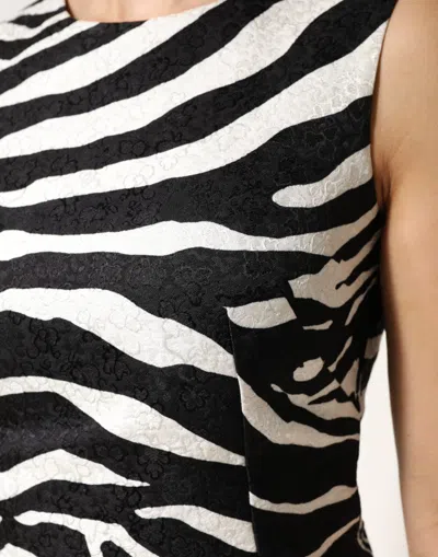 Dolce & Gabbana Black White Zebra Sleeveless A-line Women's Dress In Animal Print