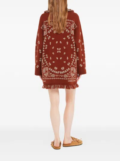 Alanui Bandana Jacquard Cashmere Cardigan In Red
