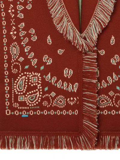 Alanui Bandana Jacquard Cashmere Cardigan In Red