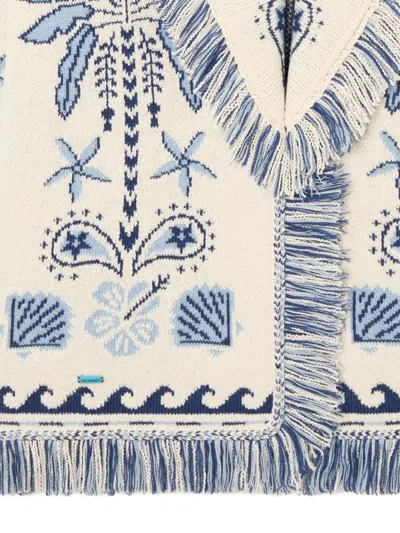 Alanui Echoes Of The Island Wool And Cotton Cardigan In Blue