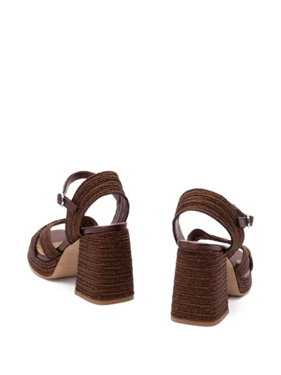 Castaã±er Platform Block Heel Sandals In Brown