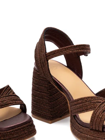 Castaã±er Platform Block Heel Sandals In Brown