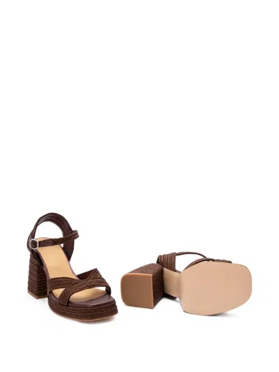 Castaã±er Platform Block Heel Sandals In Brown