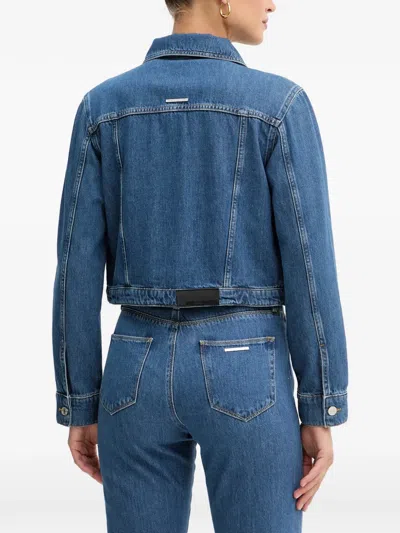 Karl Lagerfeld Button Cropped Jacket In Blue