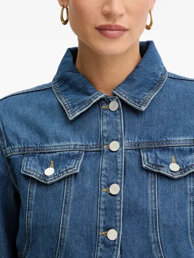 Karl Lagerfeld Button Cropped Jacket In Blue