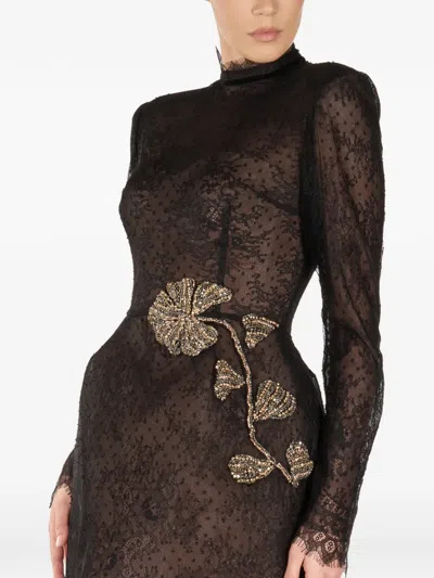 Araftu Floral-detail Mini Dress In Black