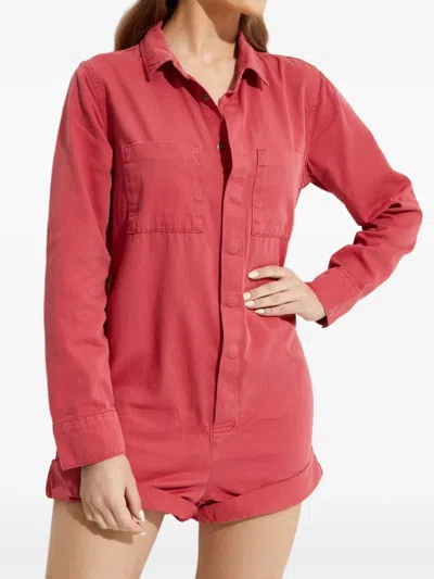 One Teaspoon Prophecy Buttoned Jumpsuit In Red