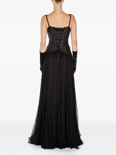 Araftu Lace-detail Corset Maxi Dress In Black