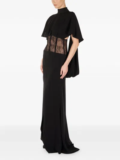 Araftu Lace-detail Maxi Dress In Black