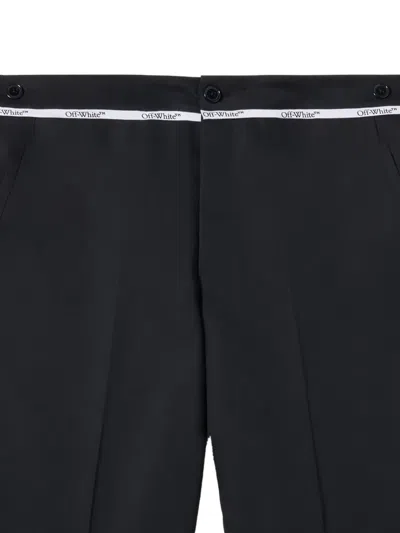 Off-white Wool Flare Trousers In Black