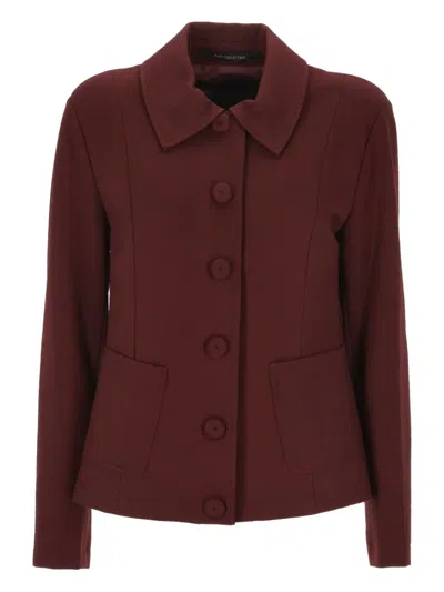 Emma E Gaia Button-up Jacket In Burgundy
