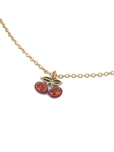Coach Cherry-pendant Necklace And Earrings Set In Gold
