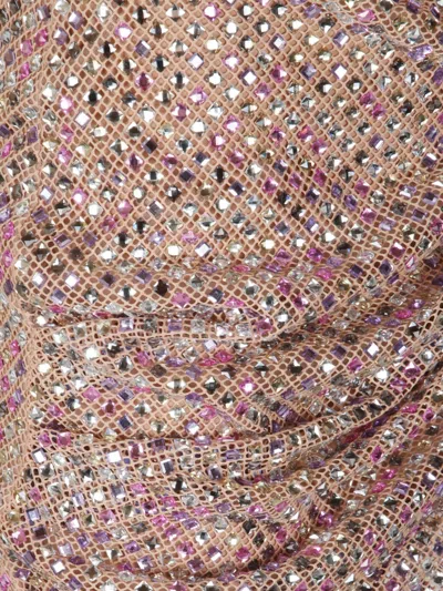 Self-portrait Rhinestone Fishnet Mini Skirt In Multi In Pink | ModeSens