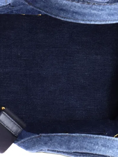 Pre-owned Prada Canapa Convertible Denim Medium Tote Bag In Blue