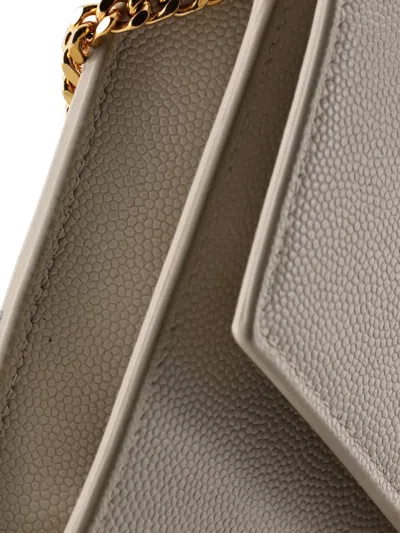 Pre-owned Saint Laurent Uptown Chain Wallet Leather Crossbody Bag In Neutral