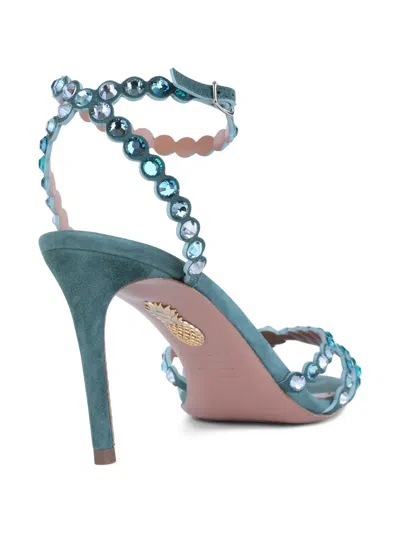 Aquazzura Tequila 105 Crystal-embellished Leather Sandals In Blue