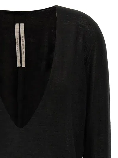 Rick Owens Deep V Neck Knitwear Long Sleeve Sweater In Black