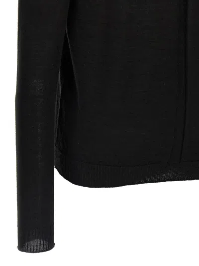 Rick Owens Deep V Neck Knitwear Long Sleeve Sweater In Black