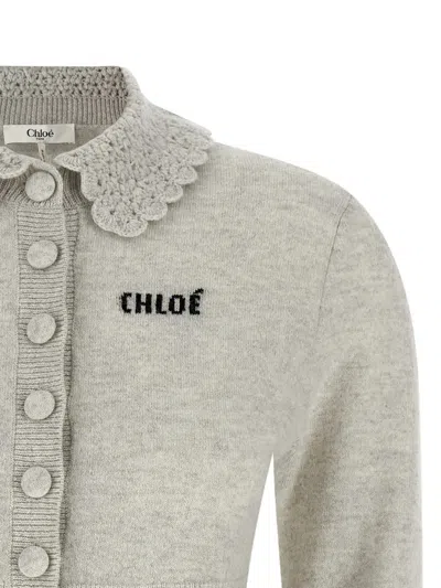 Chloé Collar Cardigan In Gray