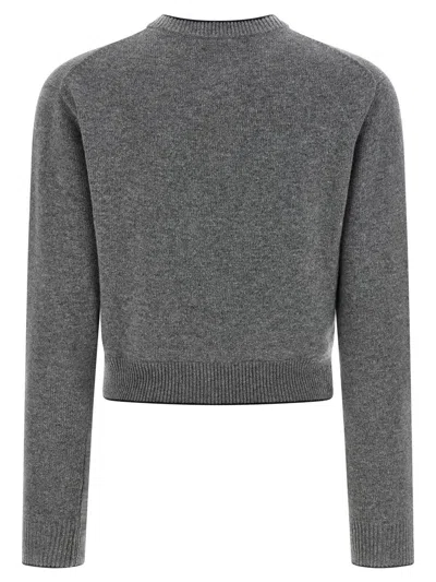 Chloé Fitted Logo Cardigan In Gray