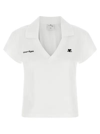 Courrèges Sports Cropped T-shirt In White