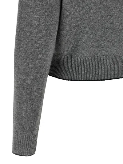 Chloé Fitted Logo Cardigan In Gray