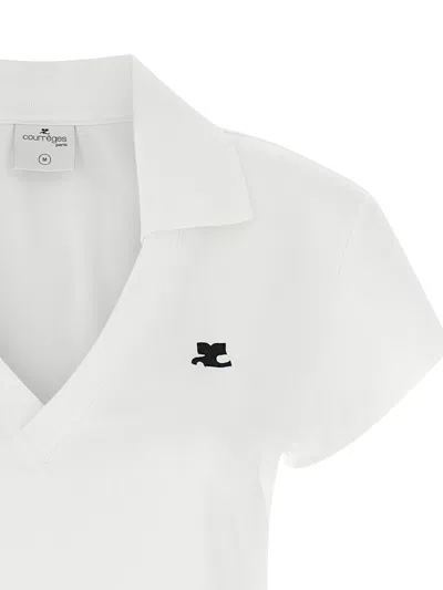 Courrèges Sports Cropped T-shirt In White