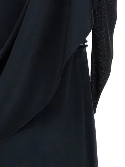 Fabiana Filippi Dress Ruffle Detail Asymmetrical Hem Round Neckline In Blue